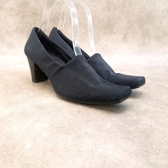 LizFlex by Liz Claiborne Womens Entice Size 8 Black Slip On Loafer 2" Heel Pumps - Picture 1 of 10